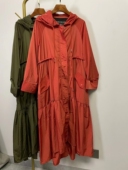 2023秋冬新款 风衣不规则下摆女士带帽风衣 周末系列单层过膝长款