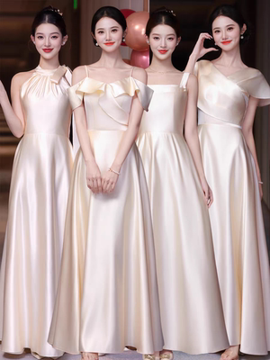伴娘服2025新款秋冬缎面高级感小众姐妹团礼服平时可穿绝美伴娘裙