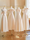 香槟色伴娘服缎面2026新款 春夏婚礼姐妹团连衣裙小众仙气质晚礼服