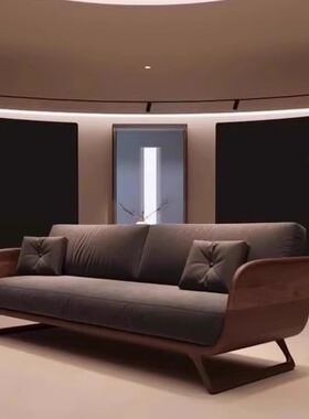 欧式极简黑胡桃实木沙发2026新款别墅客厅高端直排沙发