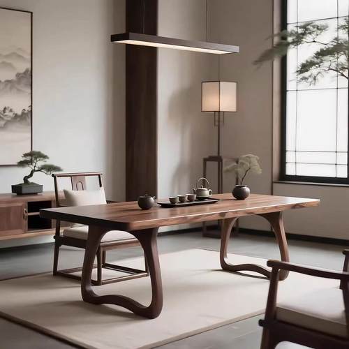 2025新款新中式黑胡桃实木茶桌