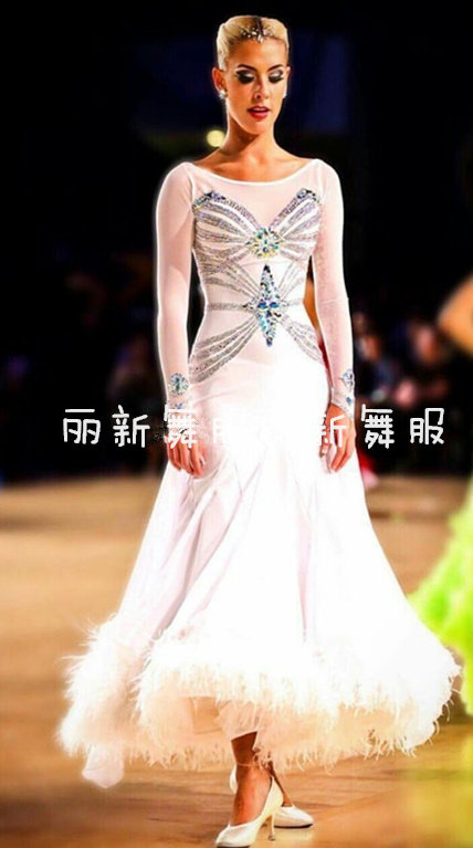 华尔兹舞裙摩登舞裙新款交谊舞大摆国标舞2018连衣裙交际舞比赛裙