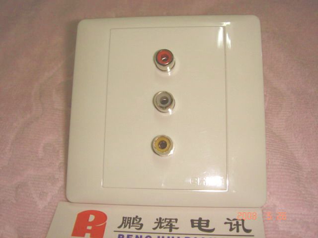 CHNT/正泰插座音视频rca墙插 一组红白黄莲花AV面板插座86焊接型图片