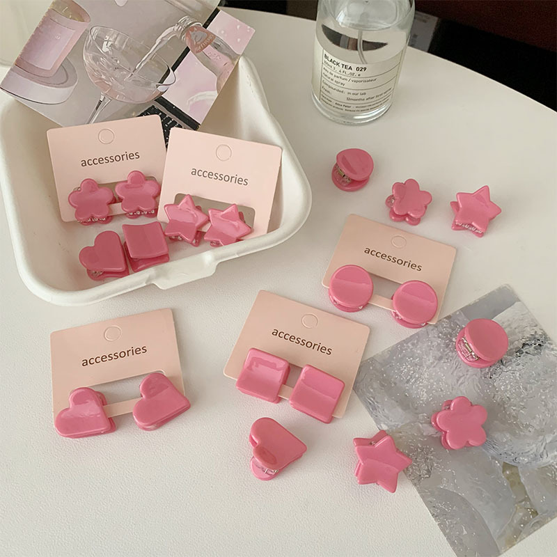 碎发侧边刘海小抓夹粉色爱心发夹粉红色五角星少女心小号发抓