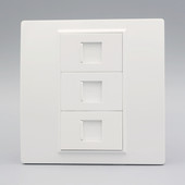 86型网络电话墙壁面板2个CAT5E免打网线宽带语音信息电脑网口插座