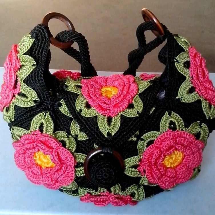 5片大叶子花包肩背手提自学手工编织钩包材料包非成品有视频