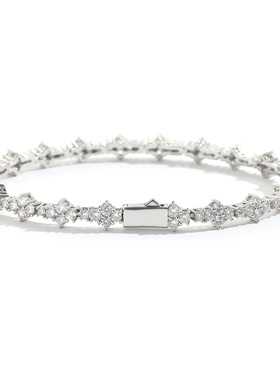 欧美梅花网球链男士嘻哈手链hiphop锆石潮牌弹簧扣嘻哈饰品