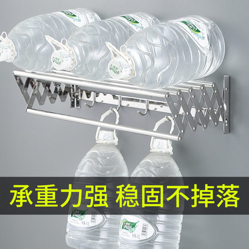 阳台晾衣架折叠可伸缩不锈钢卫生间毛巾架浴巾架家用壁挂式晾晒架