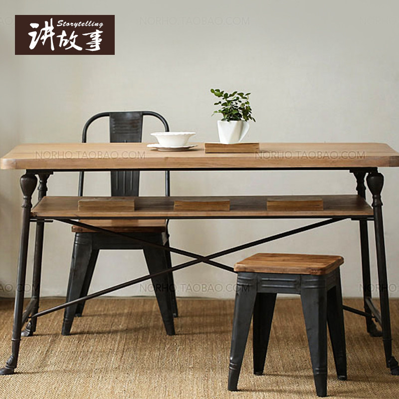 Retro solid wood table Do the old table Iron art Café Table double-deck desk Desk American style rectanglein the Residential furniture , Tables , Dining table  category - from Buy2taobao.com to provide professional Taobao agent buy service