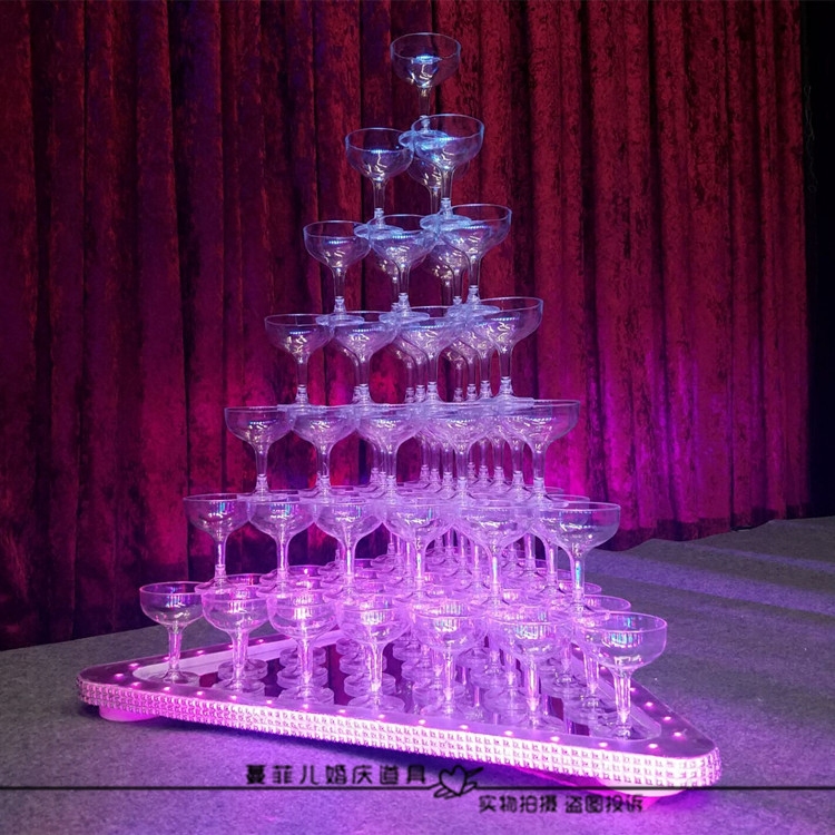 婚庆新款香槟塔三角香槟塔发光香槟塔婚庆香槟塔烛台婚庆道具特价