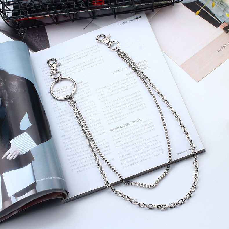 时尚百搭双层金属裤链 型男蹦迪非主流嘻哈皮带酷配饰挂扣腰链女