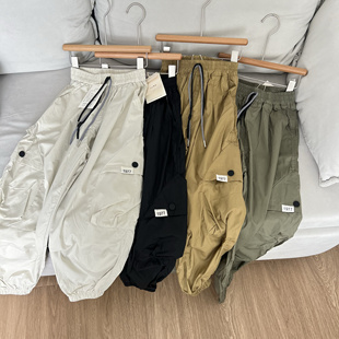 1977多袋裤秋夏 宽松中大童童装儿童单层梭织微长裤休闲裤子