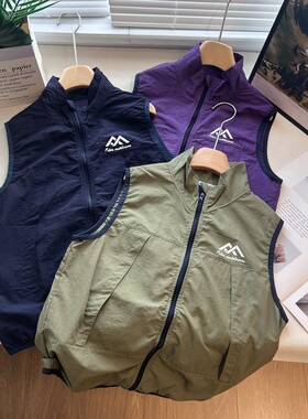 15B2026春男女童户外轻量露营爬山速干防泼水马甲撞色亲子款上衣