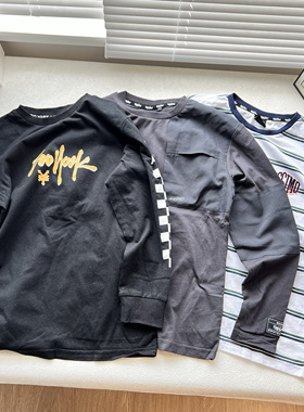 2A儿童长袖t恤男童男孩中大童欧美棉棉圆领上衣T恤 110-165