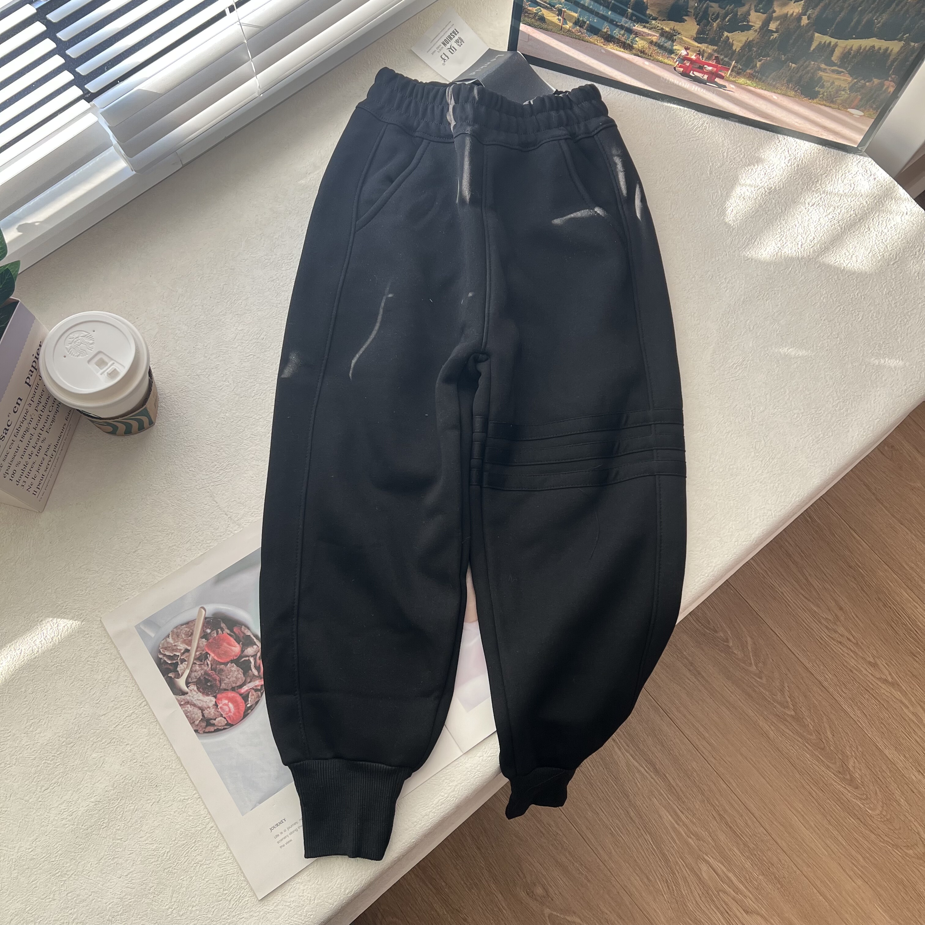 一体绒秋冬宽松百搭加厚跑步爬山户外加绒复合摇粒绒卫裤长裤子