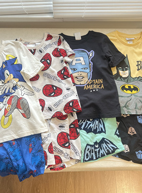 02 儿童夏装男童卡通短袖休闲男孩 睡衣 居家套装90-140