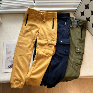 16A童裤儿童加绒薄绒运动裤中大童裤子跑步多袋长裤卫裤子90-170