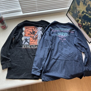 出口儿童男童男孩中大童青少年欧美圆领上衣T恤长袖t恤 130-170