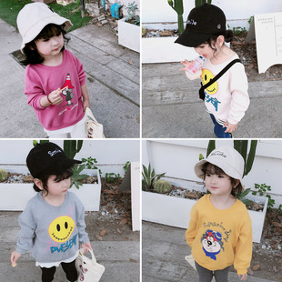 春装 假两件卡通韩版 新款 2022女童装 儿童套头卫衣 女宝宝小孩衣服