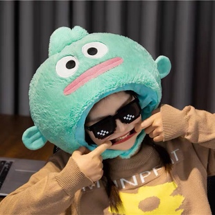 可爱搞怪奔波霸妖怪怪鱼头套帽子拍照表演搞笑游乐园骑车均码保暖