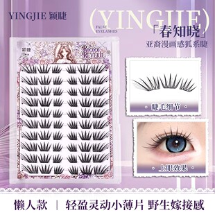 颖睫新品春知晓假睫毛手工柔软初学者减龄新手单簇分段式免卸
