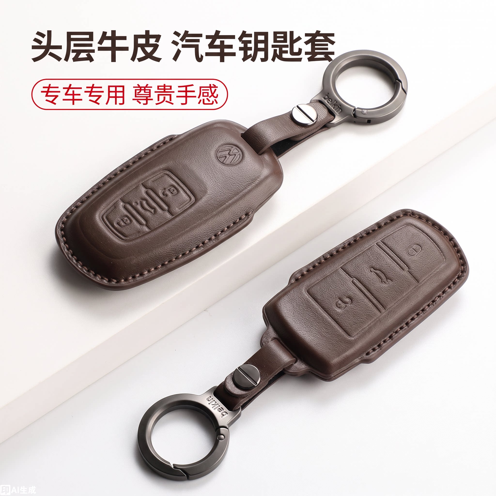 大众辉昂高档真皮全包钥匙壳