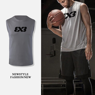 坎肩夏季 3X3篮球背心男运动速干衣宽松无袖 男士 上衣T恤健身训练服