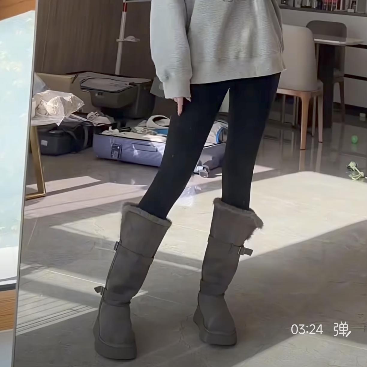 8cm~大佬甜 er 葡萄妈同款厚底毛毛翻边两穿加绒保暖中长筒雪地靴