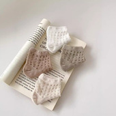 2025新款 夏季 儿童袜子超薄透气宝宝袜子精梳棉纯色百搭网眼中筒袜