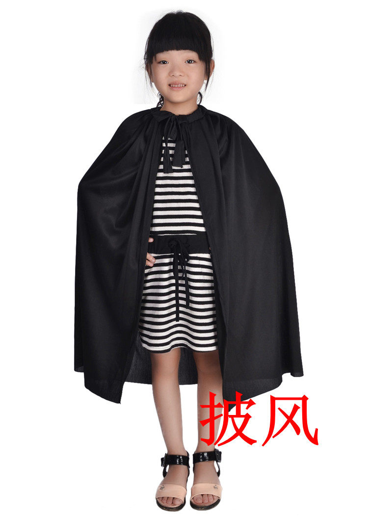 林芳135g万圣节佐罗海盗巫婆披风成人披风斗篷儿童全黑色披风