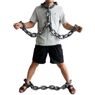 林芳万圣节表演道具塑料影视囚犯铁链脚镣手镣铁链手铐手链
