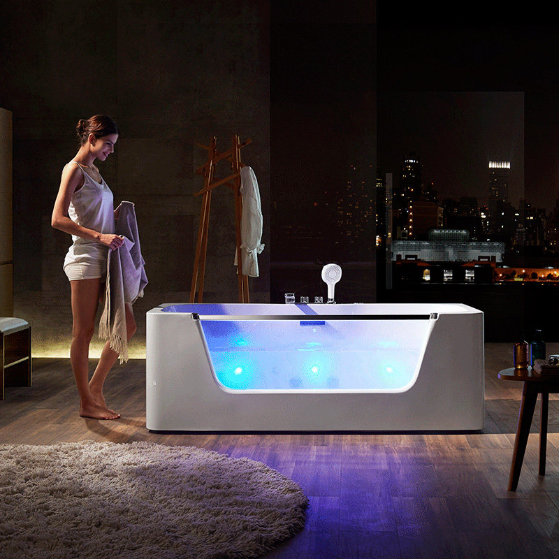 阿波罗按摩浴缸一体亚克力家用双人独立式小户型冲浪浴缸at