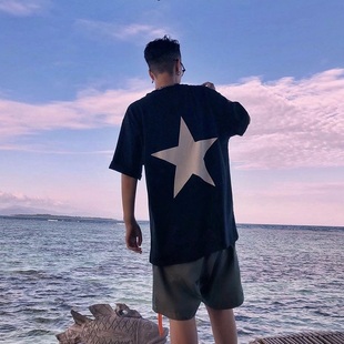 ESSENTIALS复线五角星潮流宽松高街风短袖 FEAR FOG GOD 男T恤