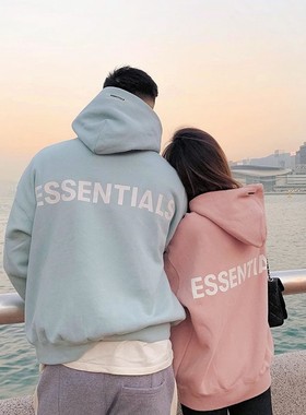 ESSENTIALS复线3M反光字母FOG潮牌高街宽松情侣连帽卫衣外套男女