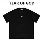 GOD十字架短袖 T恤男女夏季 FEAR 美式 潮牌高街纯棉宽松情侣上衣