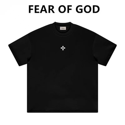 FEAR OF GOD十字架短袖T恤男女夏季美式潮牌高街纯棉宽松情侣上衣