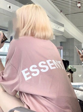 潮牌短袖essentials复线反光字母FOG宽松男女情侣高街纯棉半袖t恤