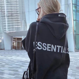 ESSENTIALS复线字母反光fog潮牌高街宽松连帽情侣装 卫衣外套男女
