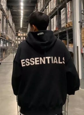 ESSENTIALS复线3M反光连帽卫衣男女秋冬欧美潮牌高街情侣宽松外套