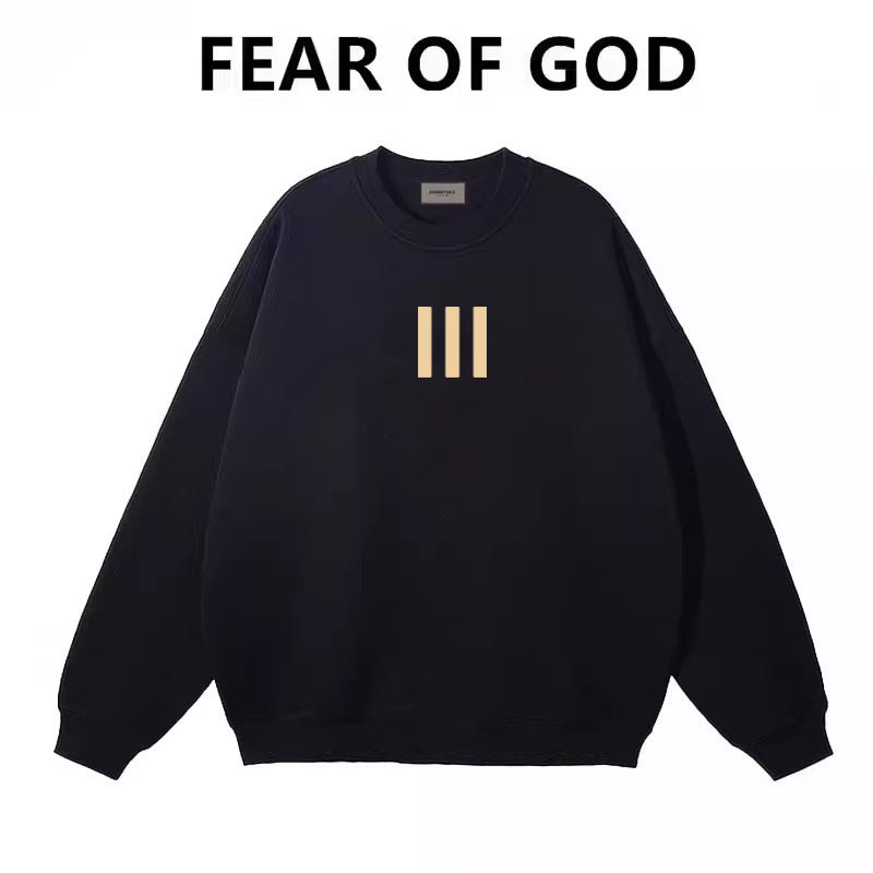 FEAR OF GOD联名三条杠植绒圆领卫衣男女潮牌美式FOG宽松情侣上衣