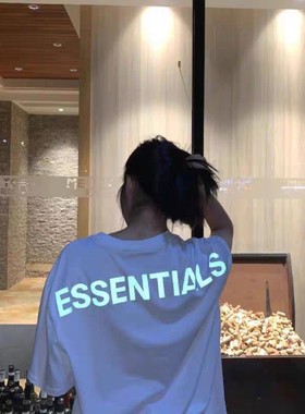 ESSENTIALS复线FOG反光字母短袖T恤潮牌高街风宽松情侣装半袖男