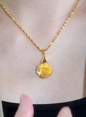 港式复古风镂空黄花金属项链女神