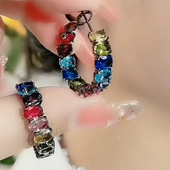 彩色小耳圈超闪圈圈耳环2025年新款 潮韩国网红气质圆圈耳饰防过敏