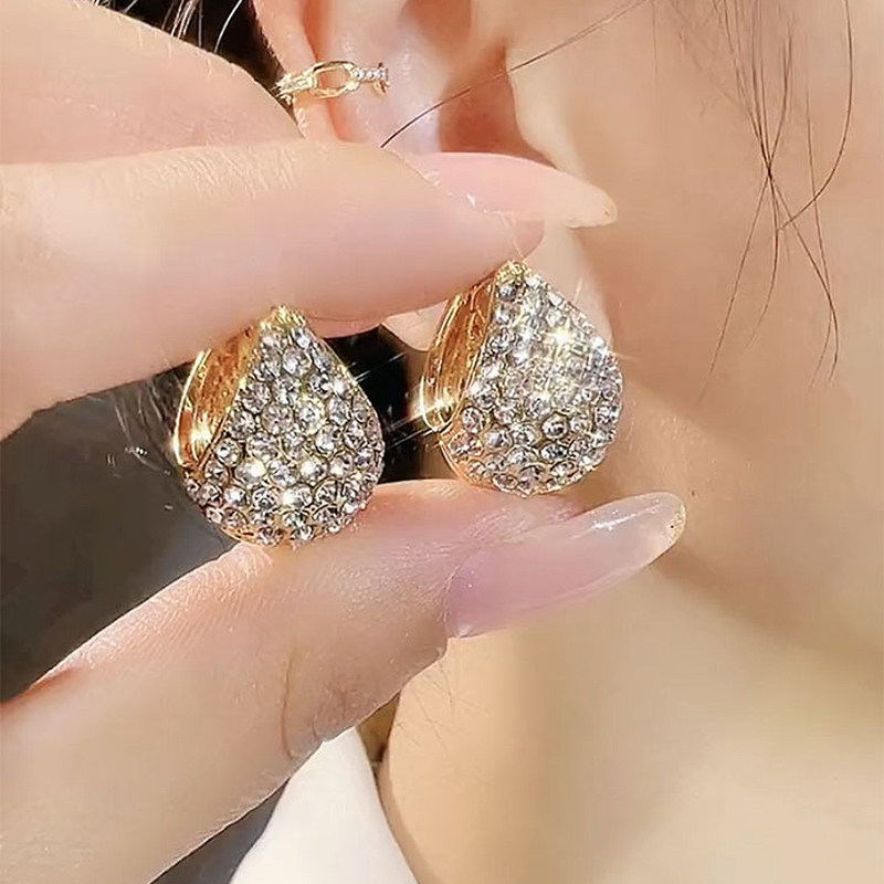 高级感满钻水滴圈圈耳环耳扣女2025新款潮韩国气质网红耳钉耳饰,饰品/流行首饰/时尚饰品新,耳环,淘宝优惠券,粉丝福利购,淘宝优惠卷