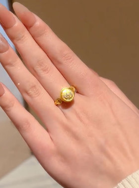 2026新款金色聚宝盆旋转戒指设计女轻奢个性时尚百搭气质优雅百搭