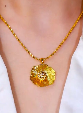 花团锦簇镂空叶片精致风项链时尚