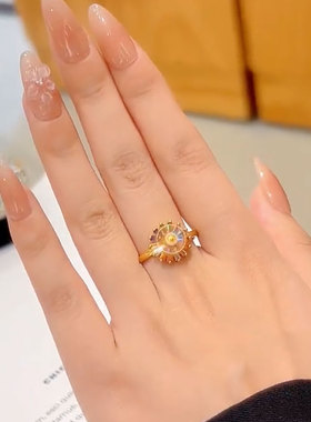 小众设计多彩烟花造型戒指秋冬女