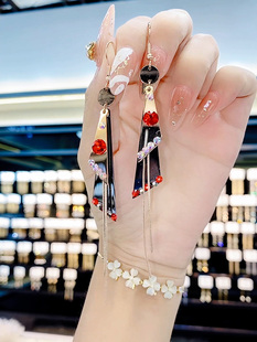 高级大气双层几何镶钻耳环2025新款潮韩国个性百搭设计感时尚耳饰