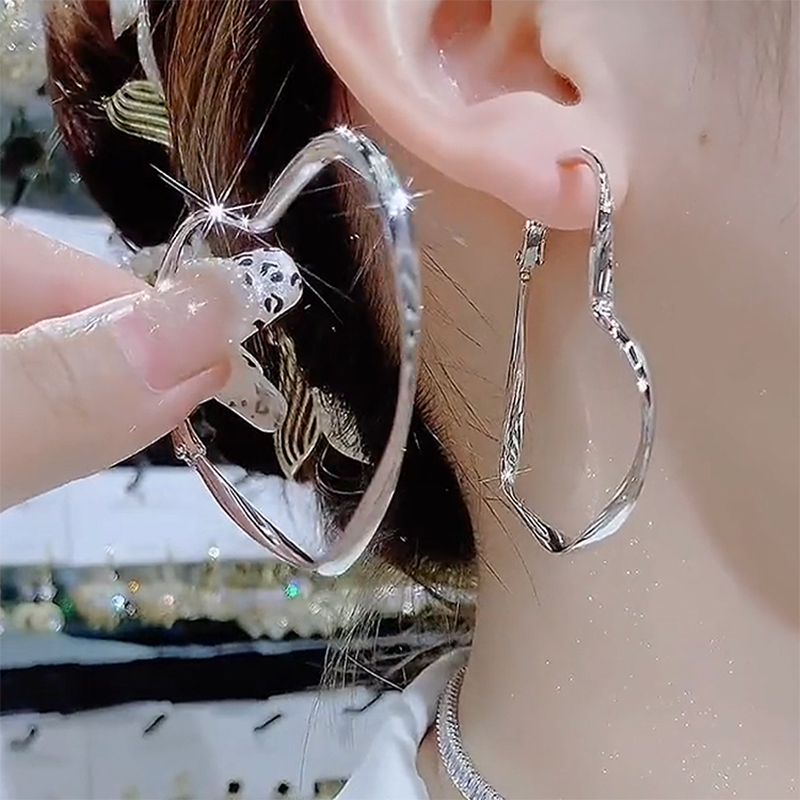 S925银针镀真金爱心耳环女冷淡风