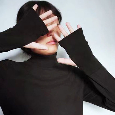 手套袖子大码打底衫女冬加厚绒露五指套上衣套指秋衣护手保暖衣服